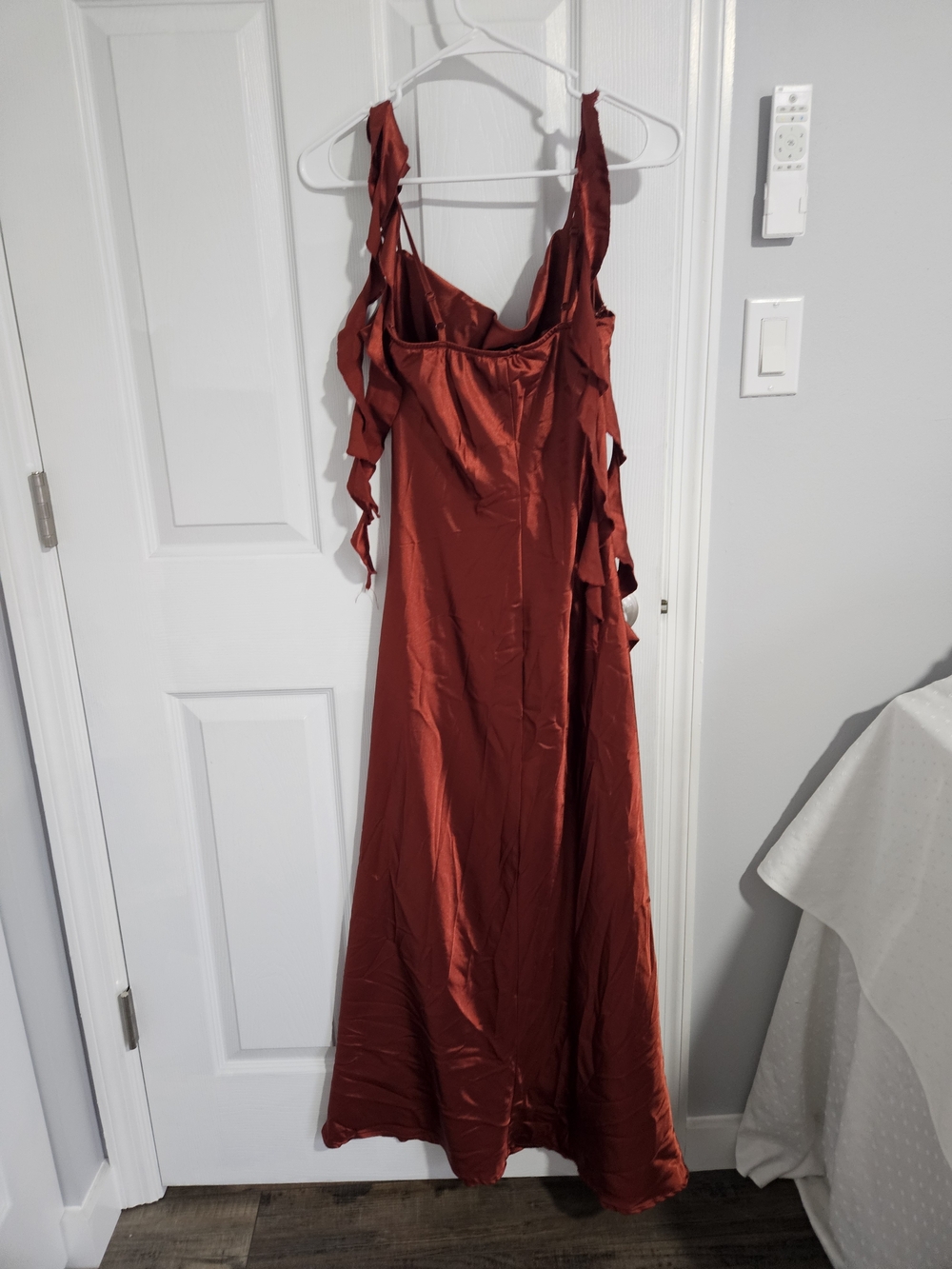 Satin Tie-Back Maxi Dress in Rust - Picture 6 of 6